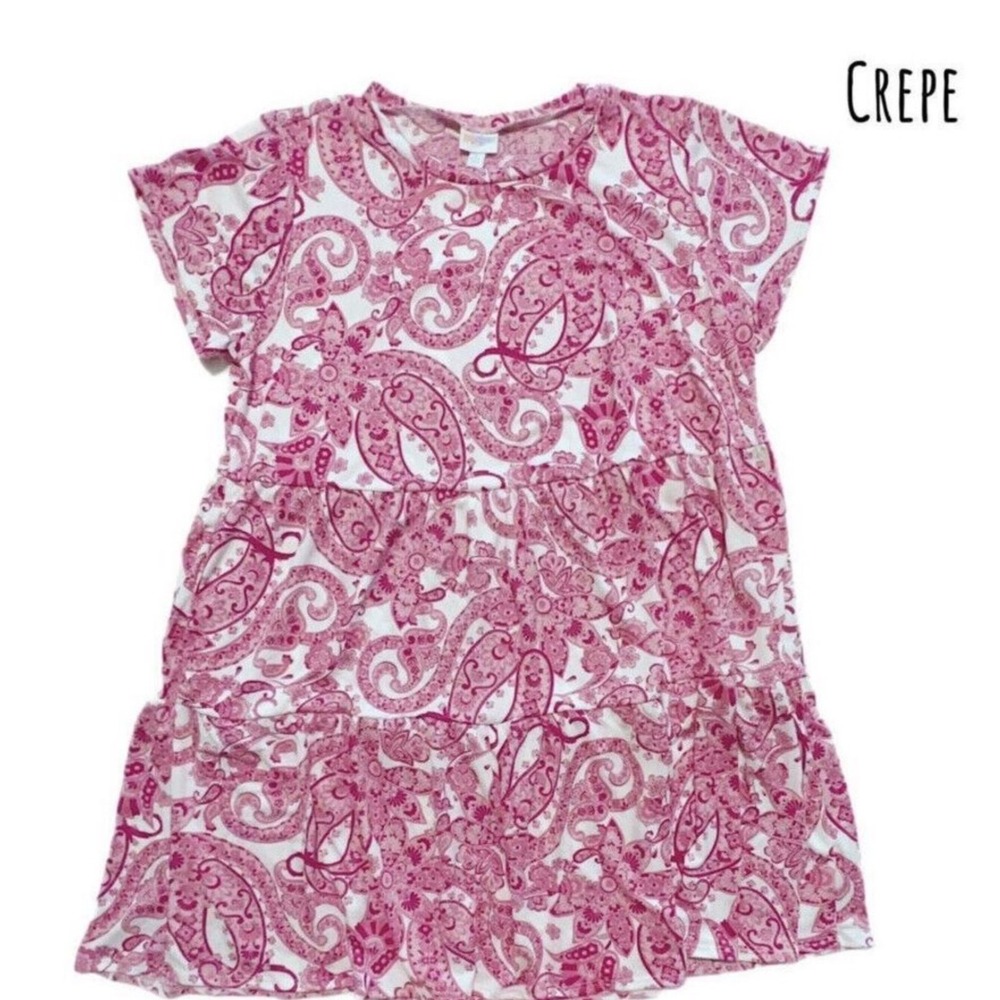 LuLaRoe Womens Dress Size 3XL Ariel Tiered Pink Paisley Floral Crepe 3X XXXL NWT